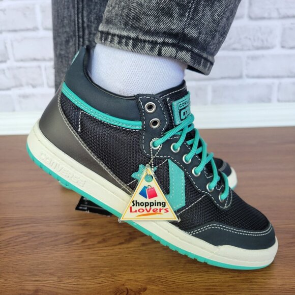 ❤️Converse x Liverpool FC Womens 7 Sneakers Fastbreak Pro Mid Black Teal A12785C - Picture 3 of 14